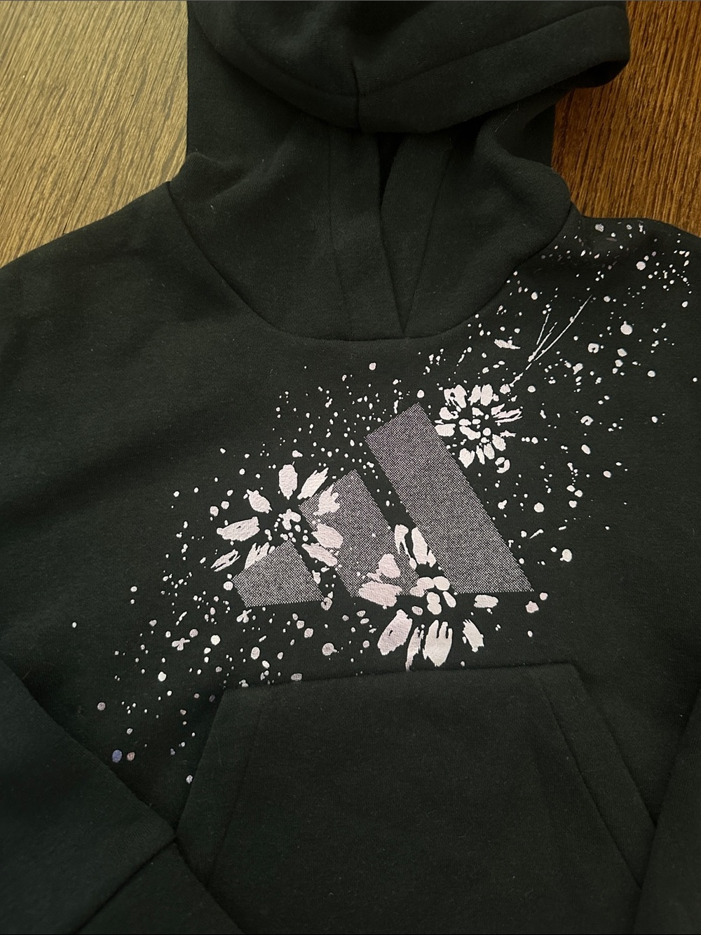 NWT adidas Black FLOWER Hoodie with Lavender Leggings and Black Ribbed Pants